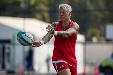 Team Canada's Jen Kish does drills during women's rugby practice ahead of the Olympic games in Rio de Janeiro, Brazil, Tuesday August 2, 2016. COC Photo/Mark Blinch
