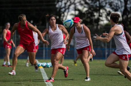 Team Canada women's rugby practice ahead of the Olympic games in Rio de Janeiro, Brazil, Tuesday August 2, 2016. COC Photo/Mark Blinch
