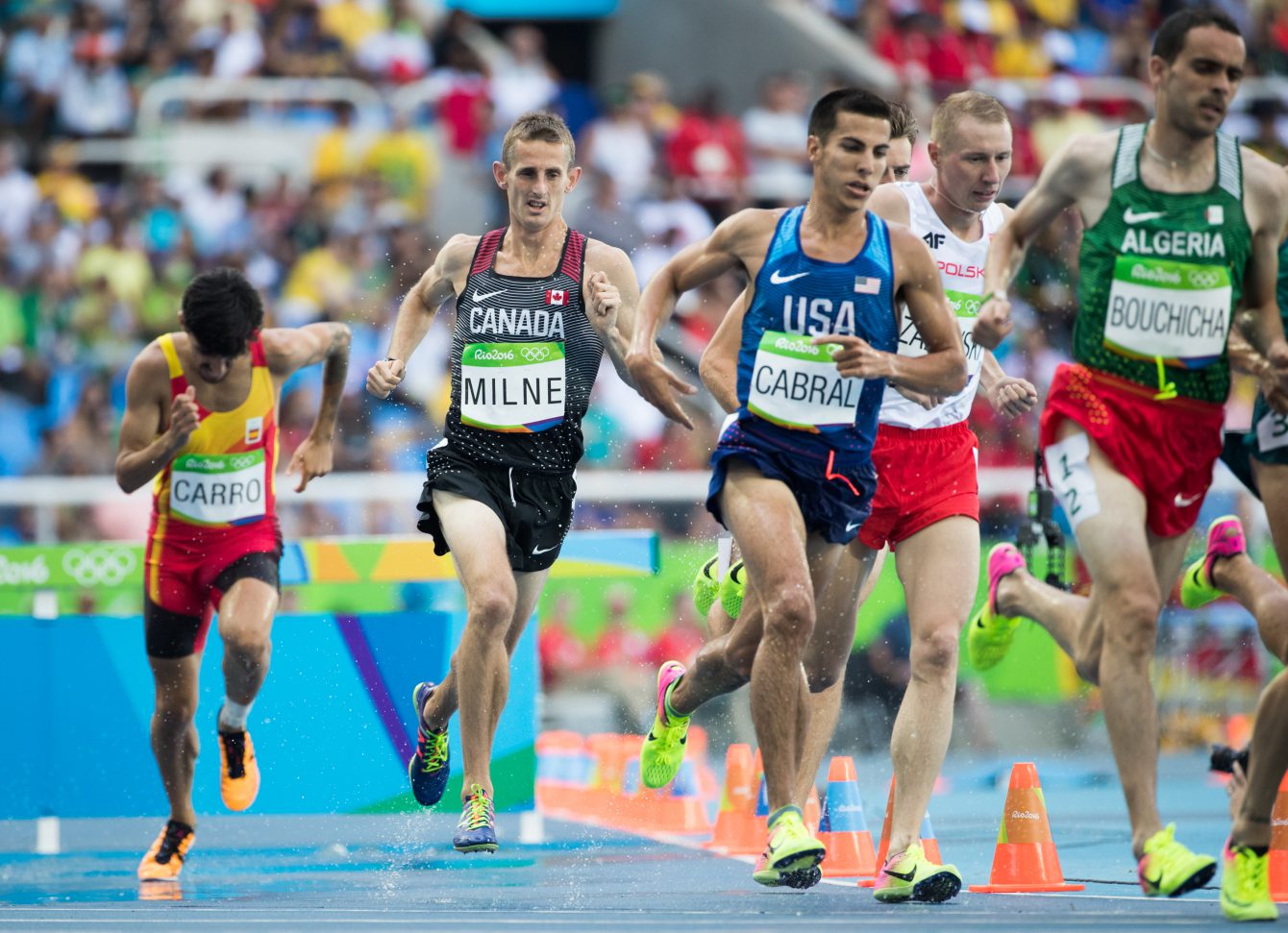 Canada's Taylor Milne competes in the 3000m Steeplechase heats at the Olympic games in Rio de Janeiro, Brazil, Monday August 15, 2016. COC Photo/Mark Blinch