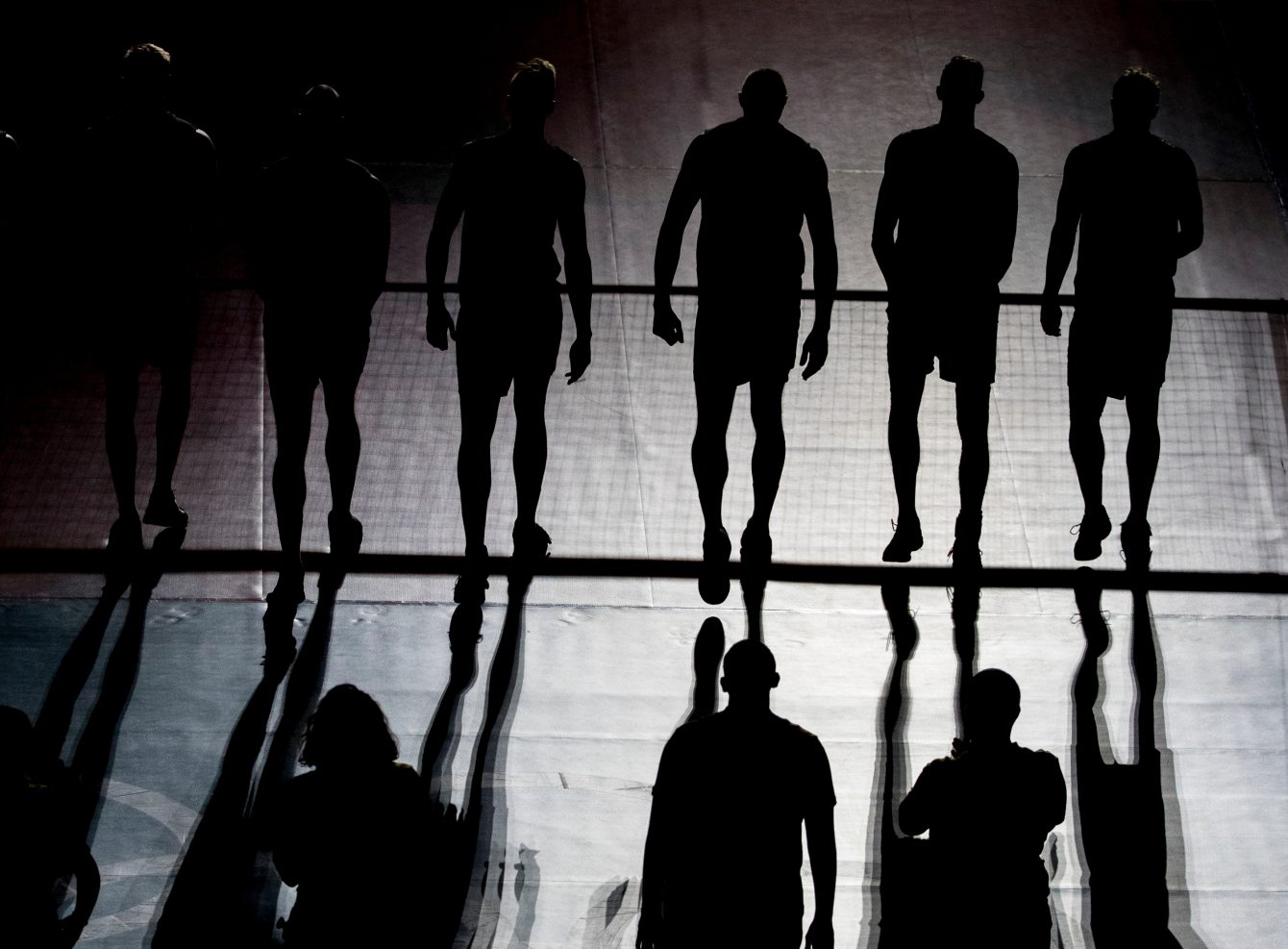 Team Canada awaits the start of their quarterfinal volleyball action against Russia at the Olympic games in Rio de Janeiro, Brazil, Wednesday, August 17, 2016. COC Photo/Jason Ransom