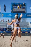 Heather Bansley serves at the FIVB world tour finals