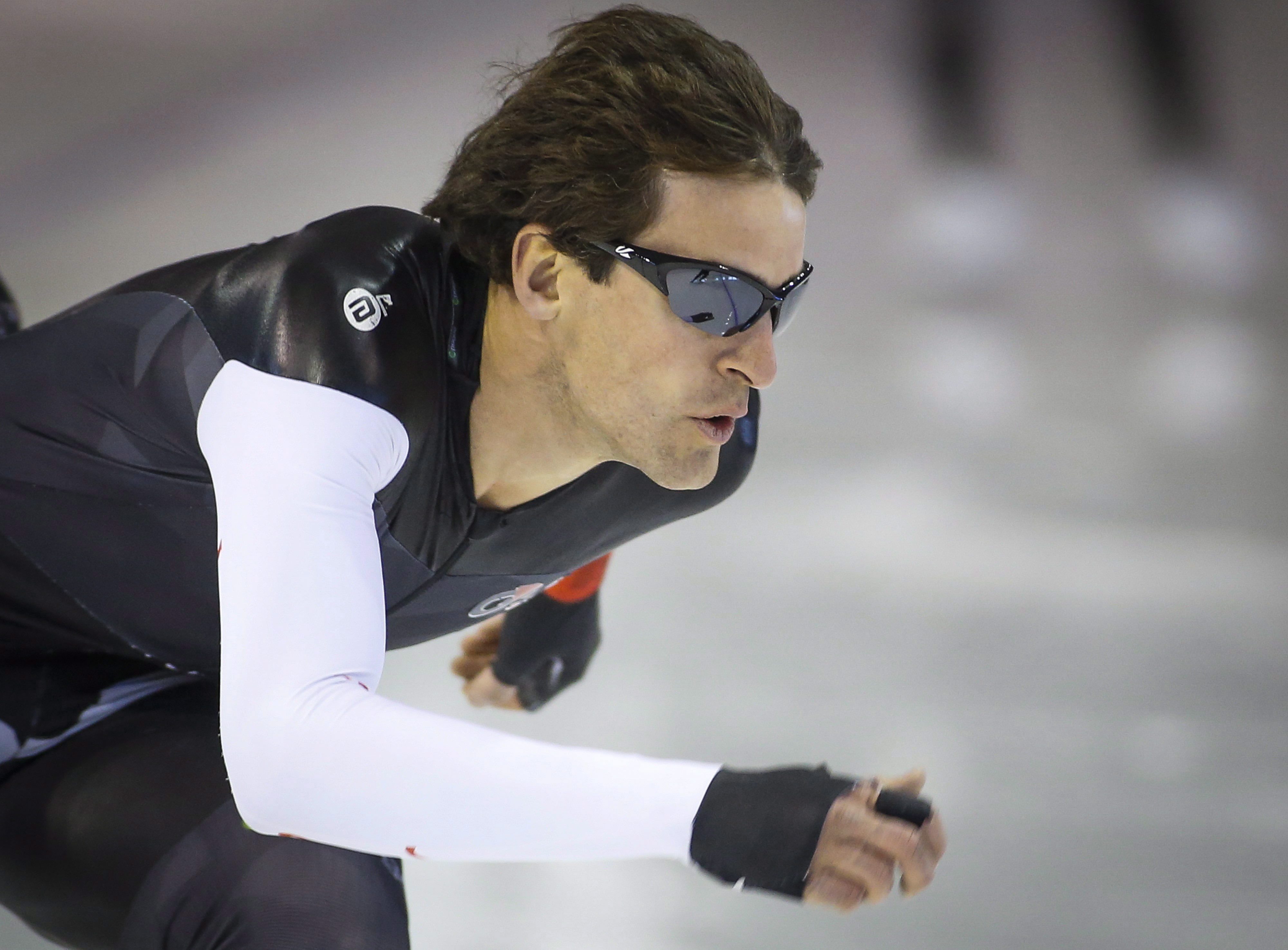 Speed skater Denny Morrison trains at the Olympic Oval in Calgary, Alta., Monday, Oct. 17, 2016.THE CANADIAN PRESS/Jeff McIntosh