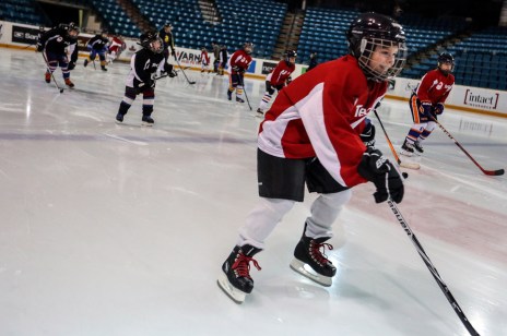 Kids participate in the Teck Coaching Series in Kamloops, BC on December 3, 2016 (photo: Allen Douglas)