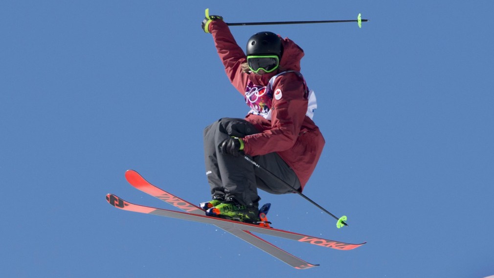 Skier performing trick in the air