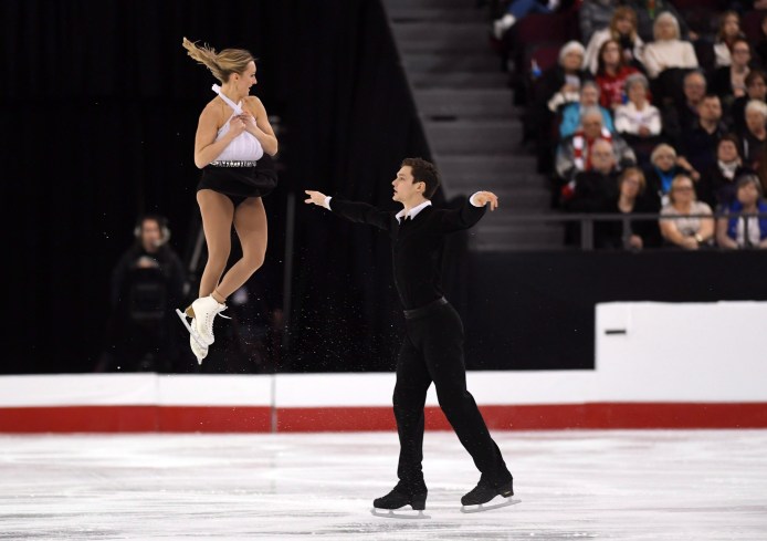 Camille Ruest and Andrew Wolfe compete in the National Skating Championships in Ottawa, Jan. 20, 2017. THE CANADIAN PRESS/Sean Kilpatrick