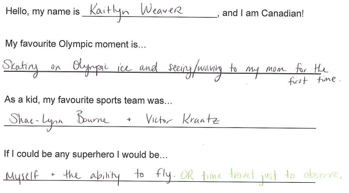 Team Canada - kaitlyn weaver hi my name is response 1