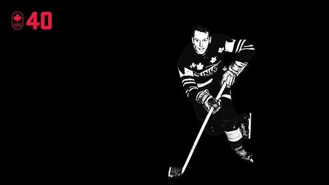 100 COUNTDOWN 40 HOR Captain of the Kitchener-Waterloo Dutchmen, Jack McKenzie not only led the fundraising charge to get his team to Cortina d’Ampezzo 1956, he scored seven goals in eight games as Canada won the bronze medal. He was unanimously named the tournament’s best forward by Olympic hockey officials, despite playing most of his time on defence. BE A LEADER