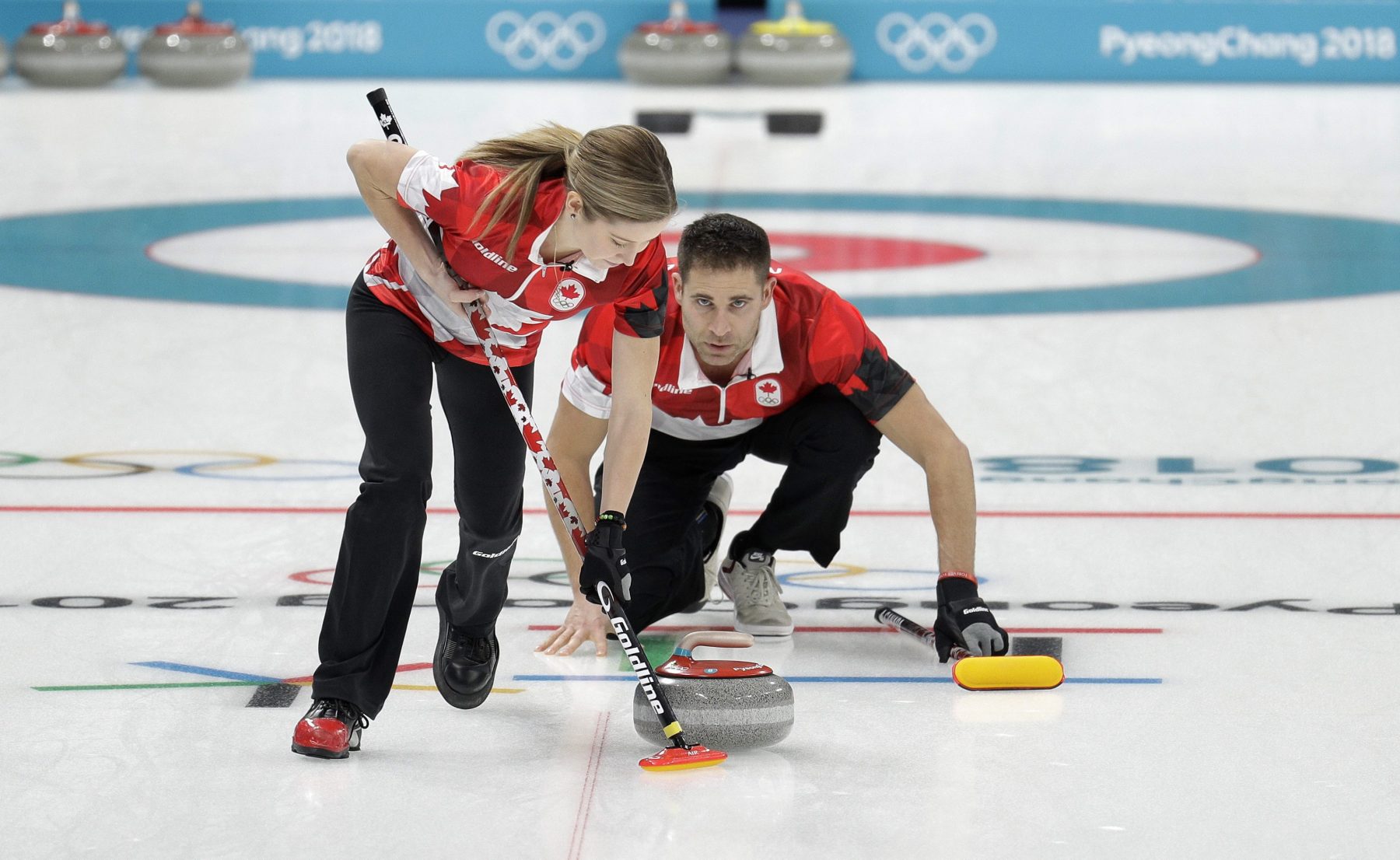John Morris and Kaitlyn Lawes compete in semifinals at the 2018 Games