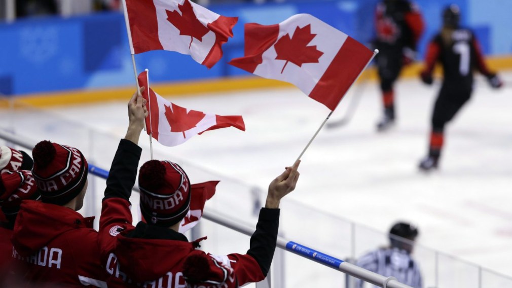 Team Canada fans in the stands at PyeongChang 2018