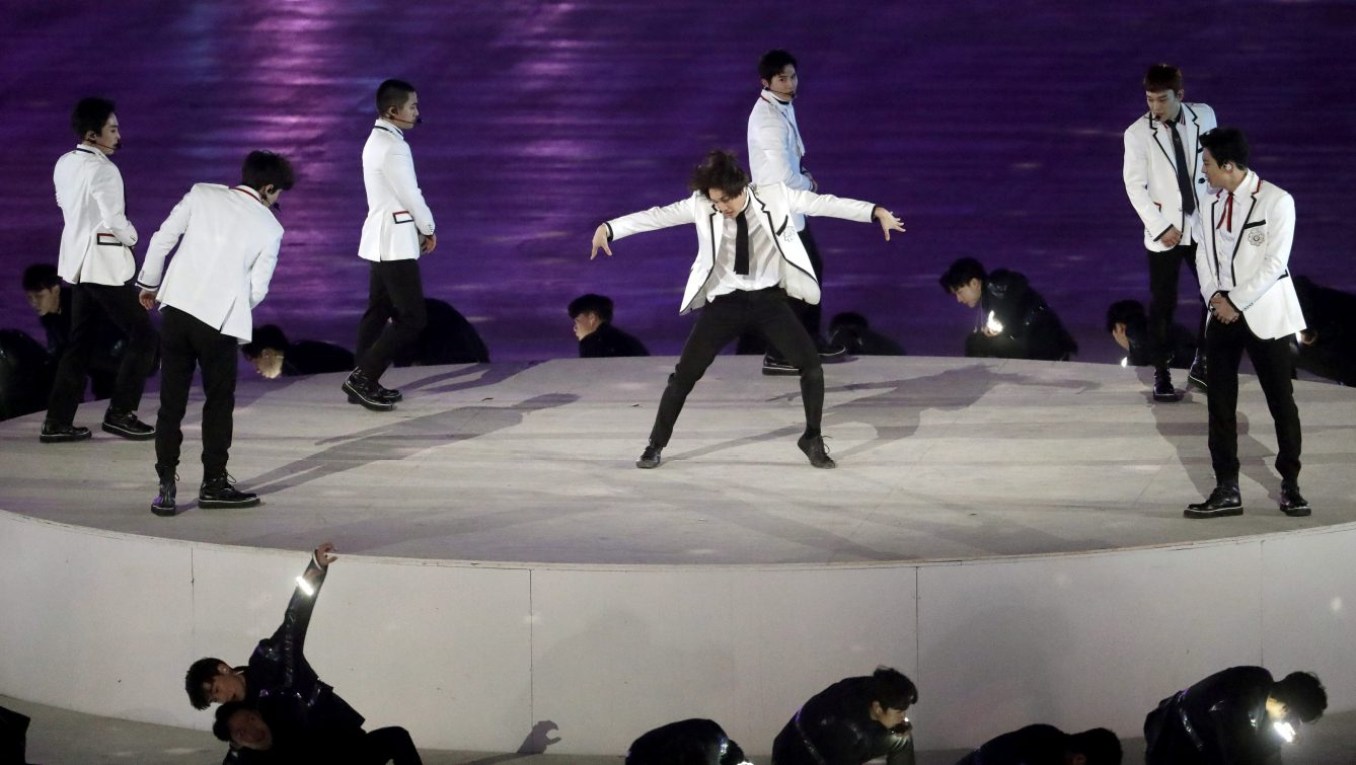 Pyeongchang Olympics Closing Ceremony EXO performs during the closing ceremony of the 2018 Winter Olympics in Pyeongchang, South Korea, Sunday, Feb. 25, 2018. (AP Photo/Chris Carlson)