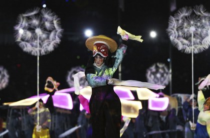 Performers participate in the closing ceremony of the 2018 Winter Olympics in Pyeongchang, South Korea, Sunday, Feb. 25, 2018. (AP Photo/Natacha Pisarenko)