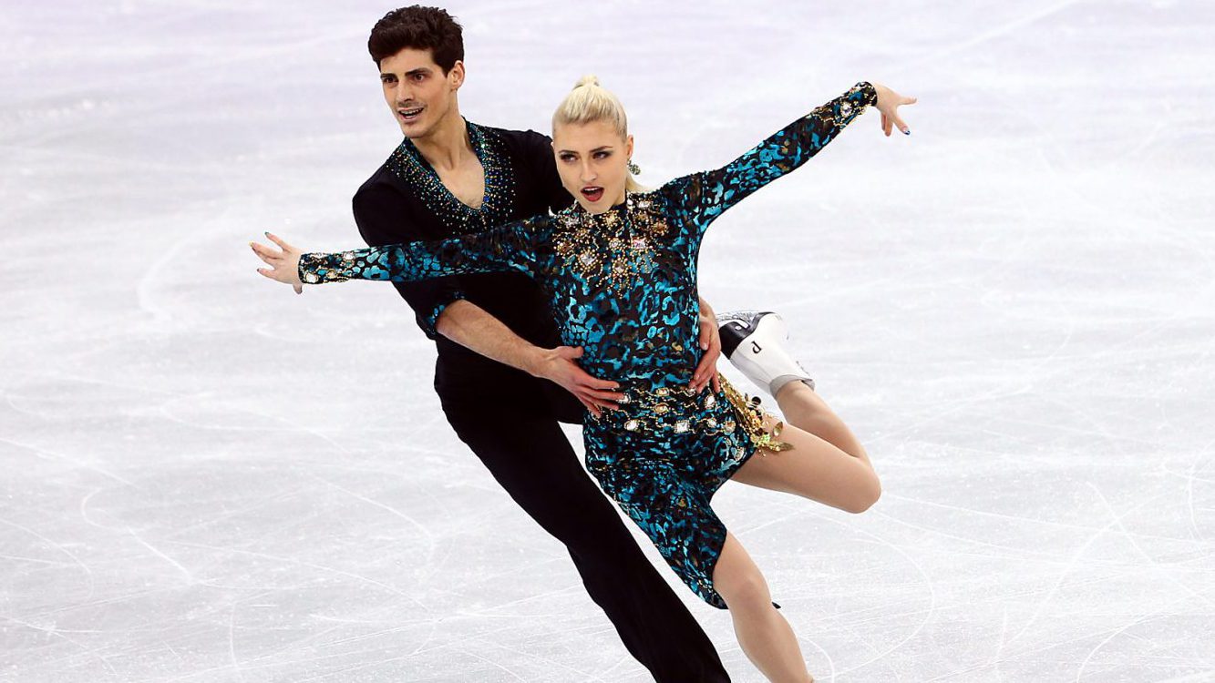 Team Canada's Piper Gilles and Paul Poirier skate in the ice dance short program at PyeongChang 2018, Monday, February 19, 2018. COC Photo by Vaughn Ridley