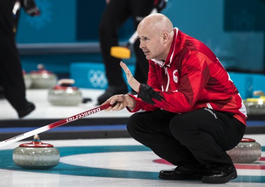 Team Canada's Team Koe in the Curling qualifiers at PyeongChang 2018, Wednesday, February 14, 2018. COC Photo by Stephen Hosier