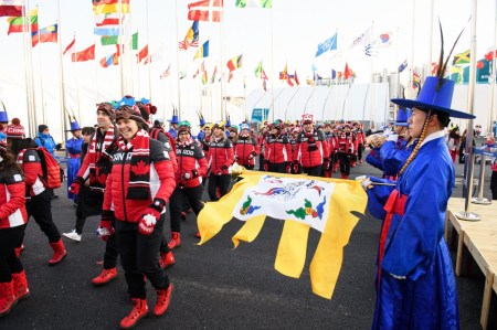 Nations walking during a parade
