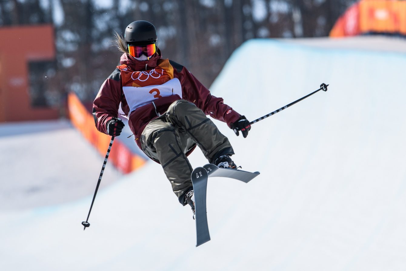 PYEONGCHANG, SOUTH KOREA - FEBRUARY 20: Cassie Sharpe wins the gold medal during the Freestyle Skiing - Ladies' Ski Halfpipe final at the Phoenix Snow Park on February 20, 2018 in Pyeongchang-gun, South Korea.(Photo by Vincent Ethier/COC)