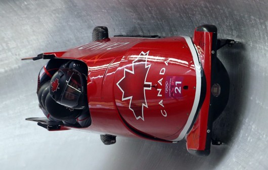 Nick Poloniato, Cameron Stones, Joshua Kirkpatrick and Ben Coakwell of Canada compete in the 4-man Bobsleigh at the Olympic Sliding Centre during the PyeongChang 2018 Olympic Winter Games in PyeongChang, South Korea on February 25, 2018. (Photo by Vaughn Ridley/COC)