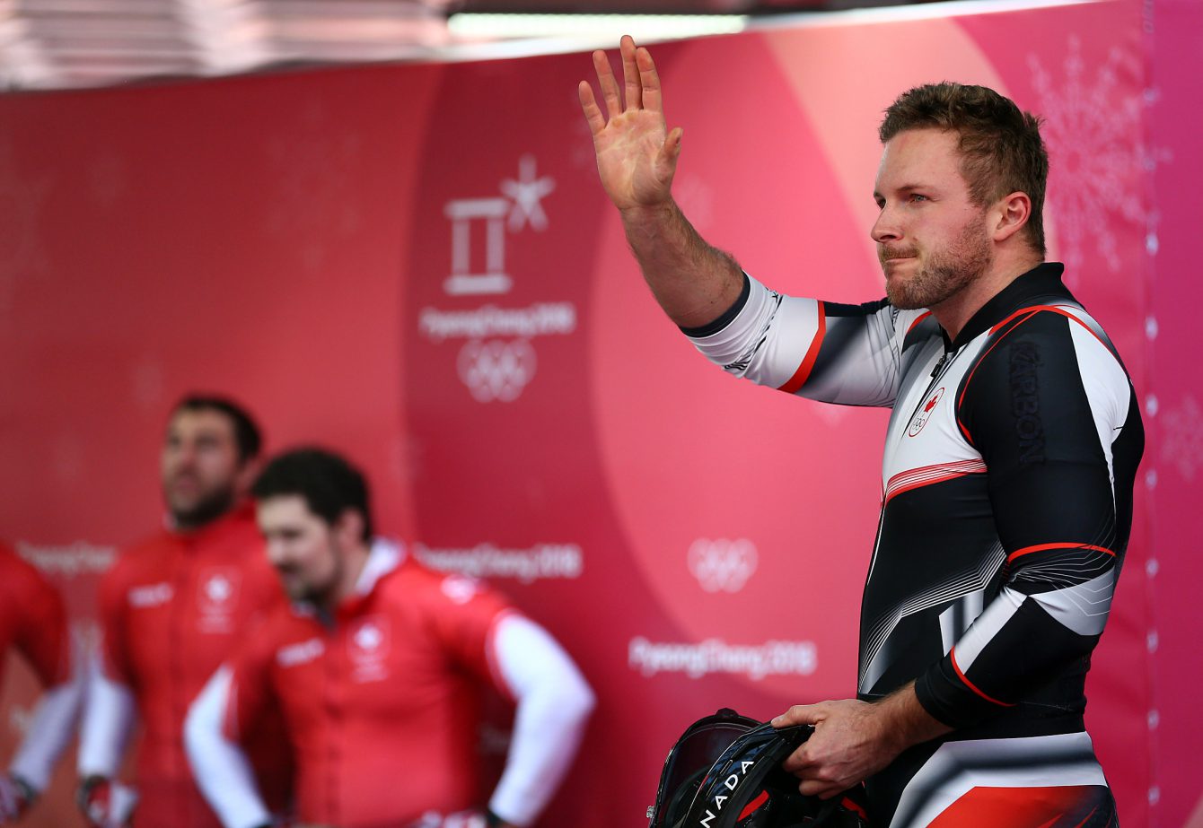 Justin Kripps, Jesse Lumsden, Alexander Kopacz and Oluseyi Smith of Canada compete in the 4-man Bobsleigh at the Olympic Sliding Centre during the PyeongChang 2018 Olympic Winter Games in PyeongChang, South Korea on February 25, 2018. (Photo by Vaughn Ridley/COC)