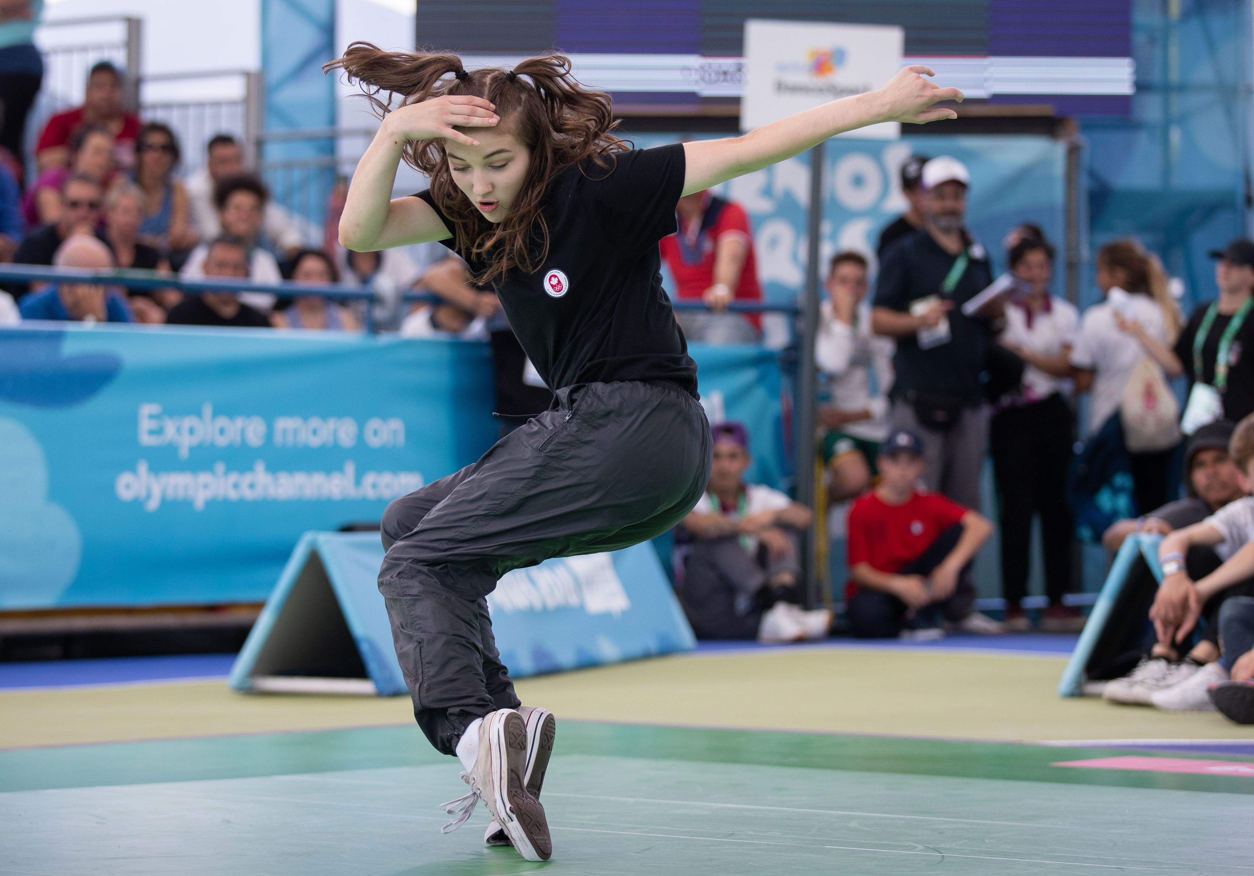 Break dancer competing