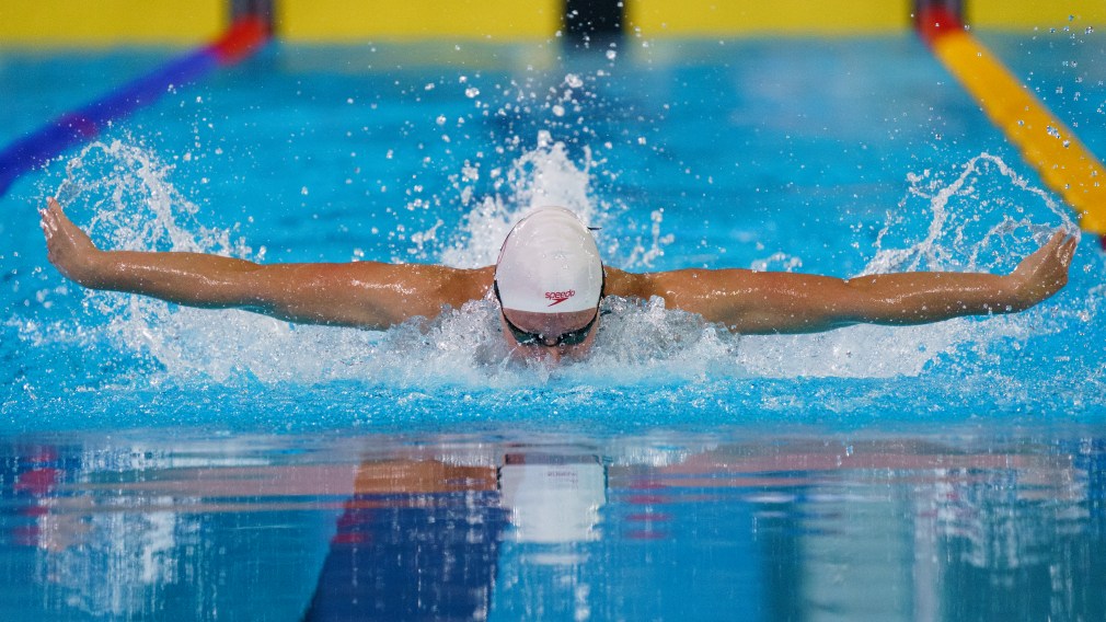 Bailey Andison of Canada competes in the women's 200m individual medley final at the Lima 2019 Pan American Games