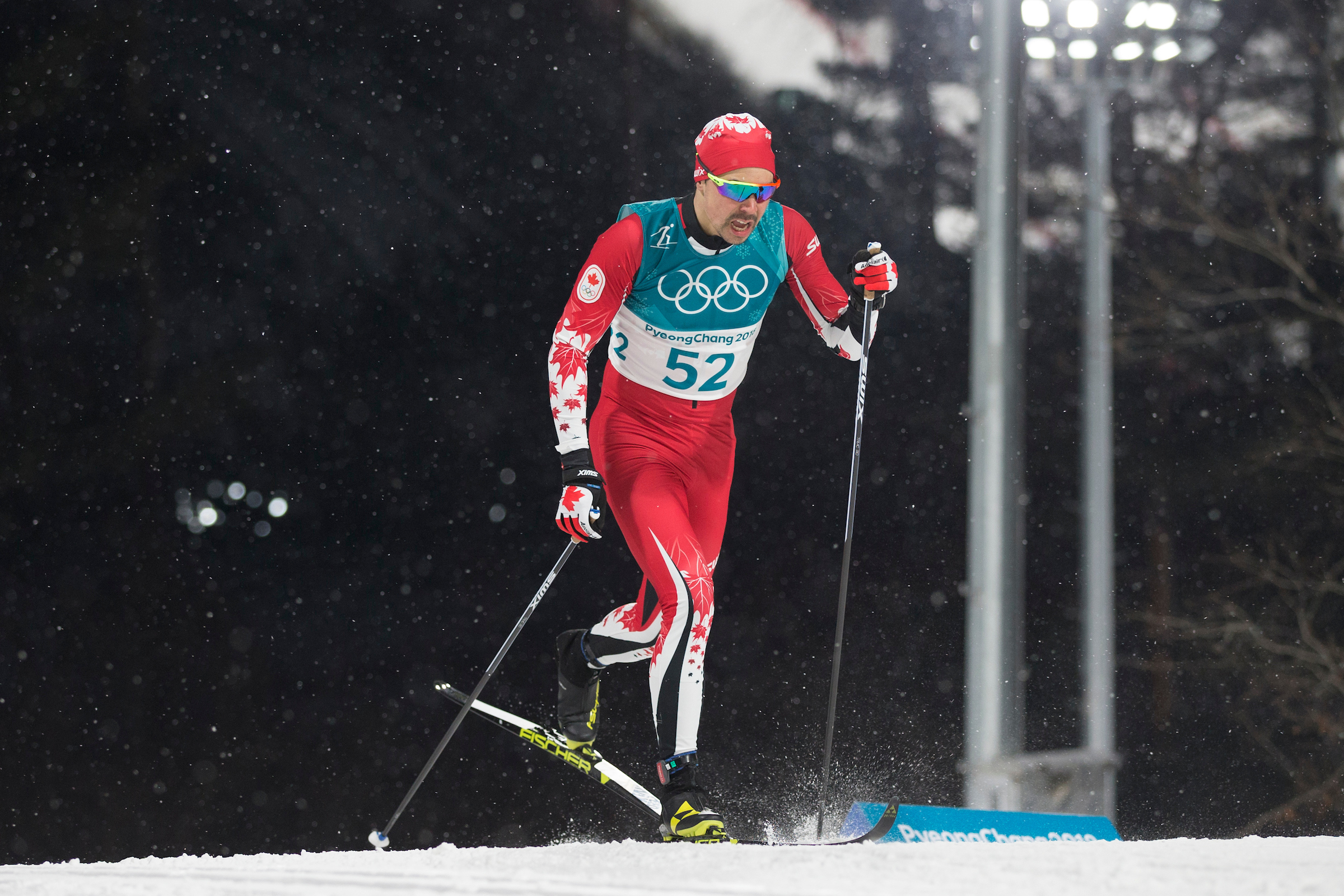 Jesse Cockney wears bib 52 while competing in a cross country skiing race