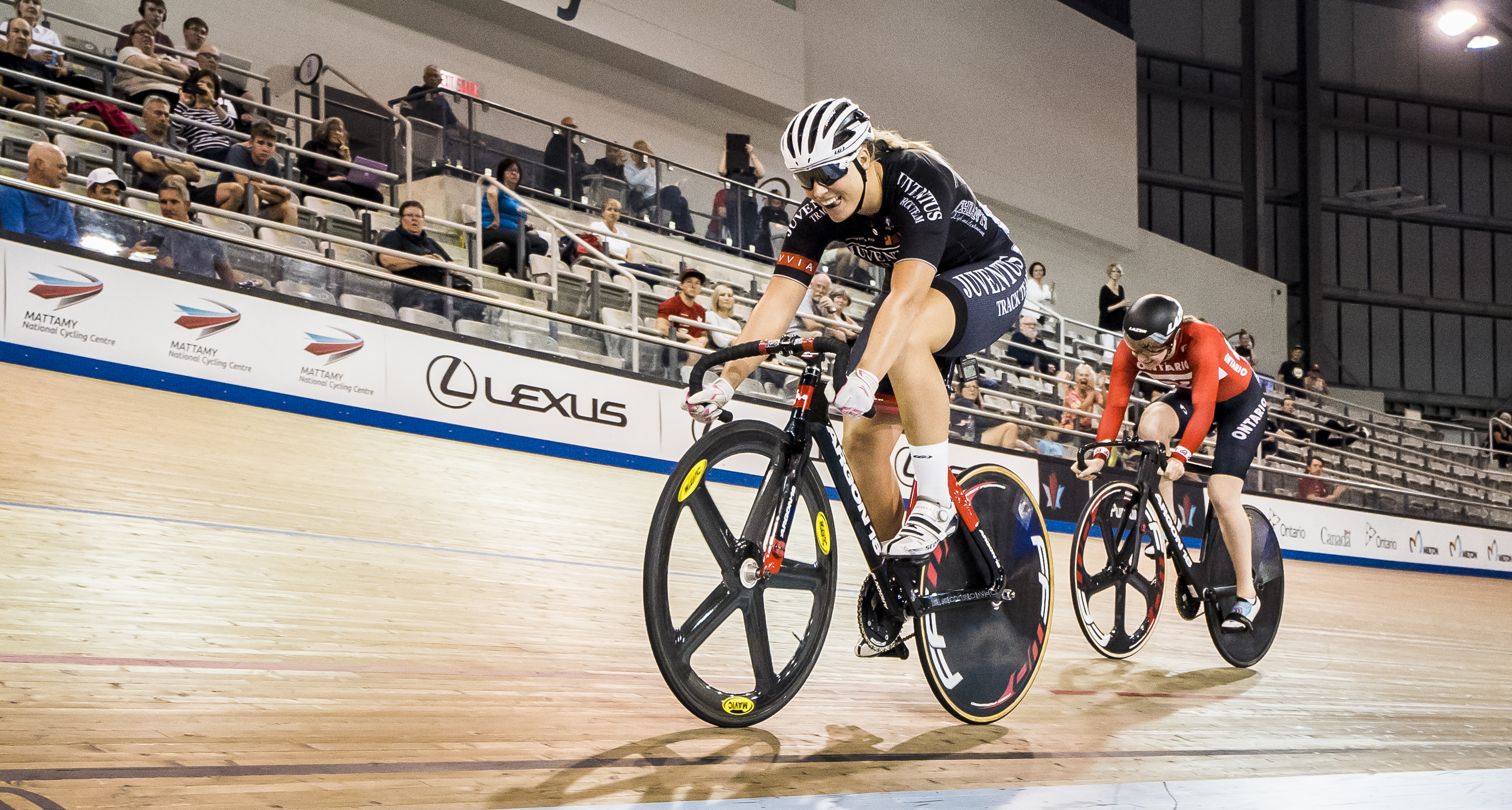 Kelsey Mitchell competes for the women's sprint title at the 2018 Canadian Track Championships