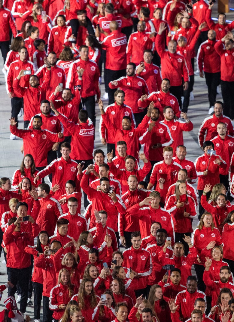 Members of Team Canada enter the Estadio Nacional