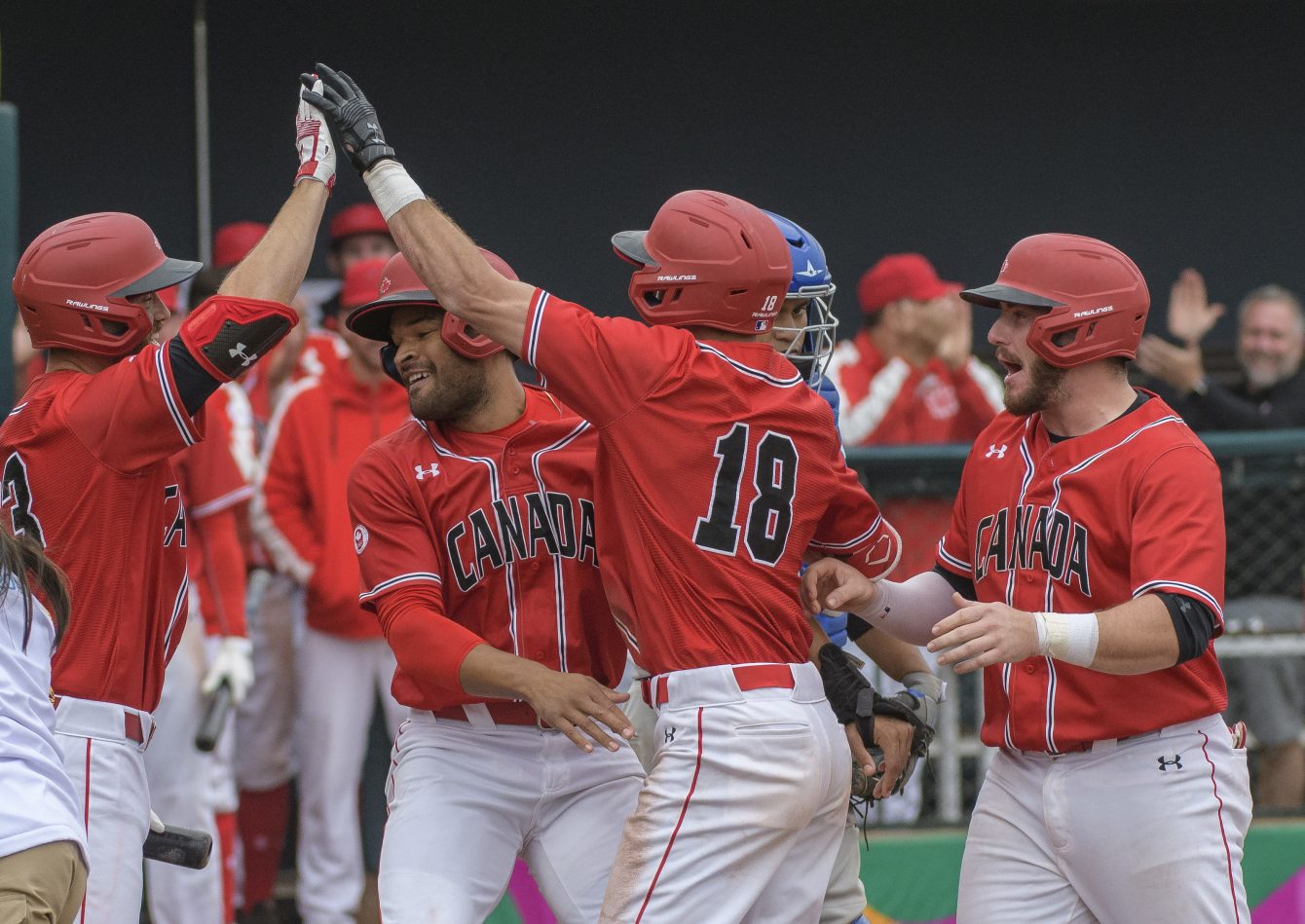 Baseball players celebrating