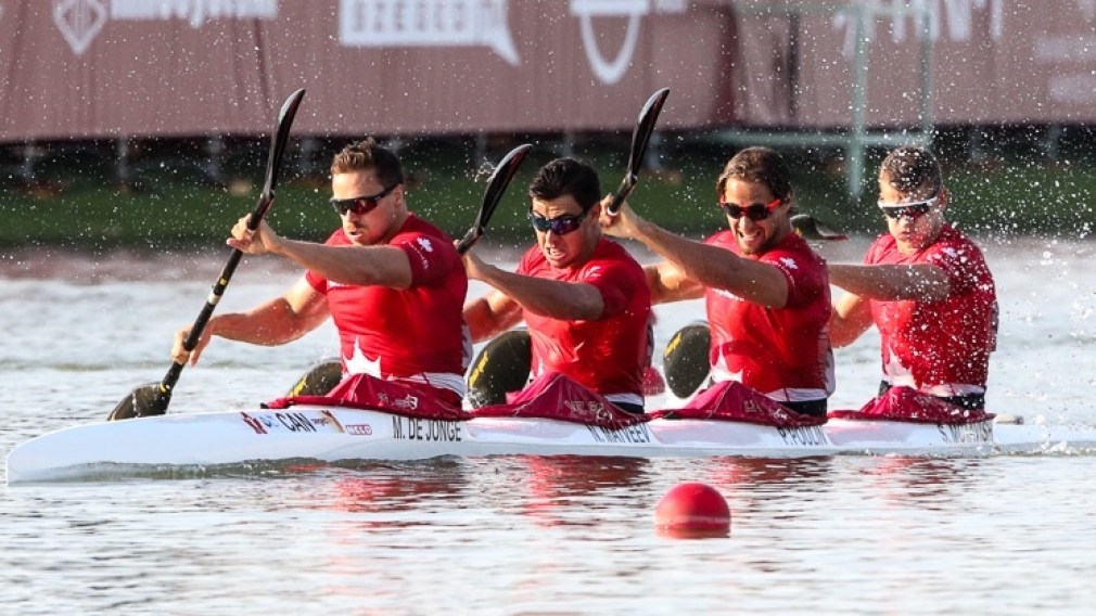 Canada's men's K-4 500m competes during the world championships.