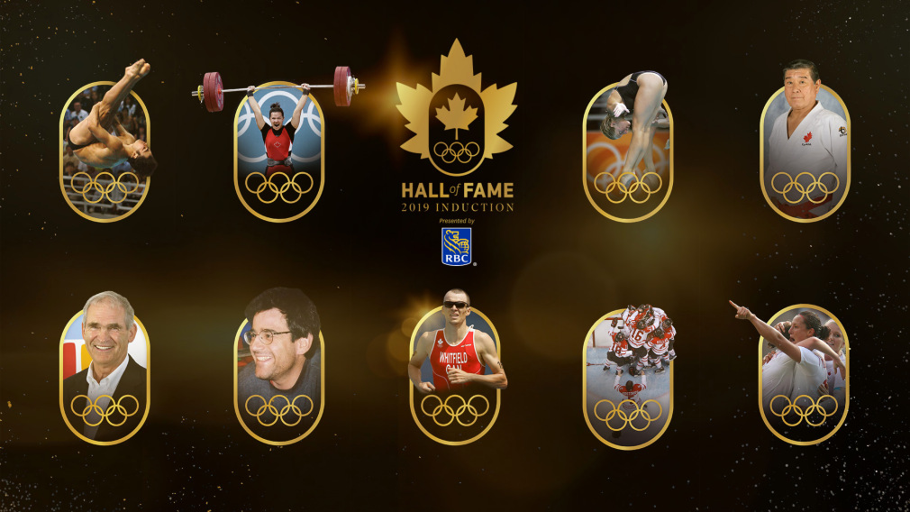 Pictograms of the 2019 Canadian Olympic Hall of Fame inductees.
