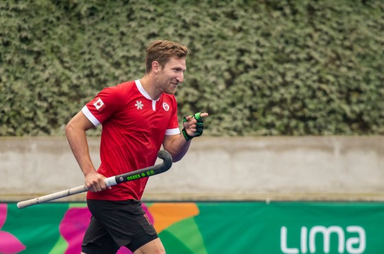 Mark Pearson of Canada celebrates after scorin