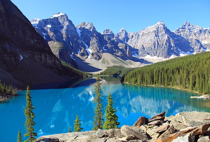Scenic view of the lake and mountains in BANFF.