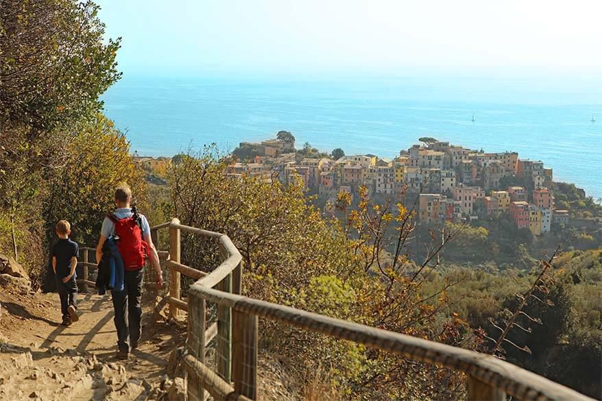 Hiker walking along Cinque Terre