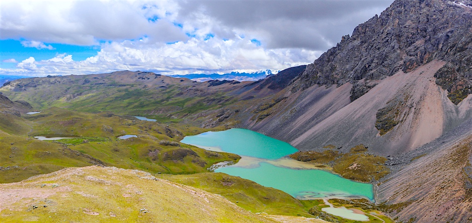 Scenic view of lake and mountains.