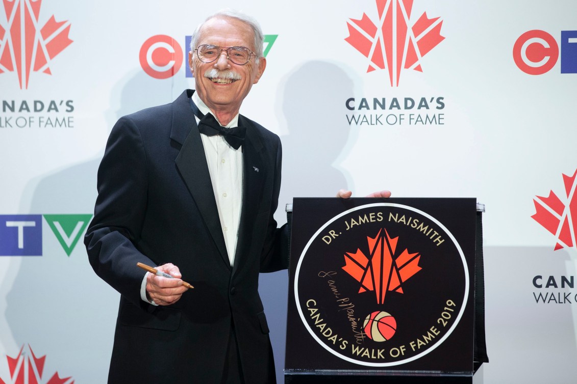 Jim Naismith, the grandson of Dr.James Naismith, the inventor of basketball, pictured with his grandfather's star.