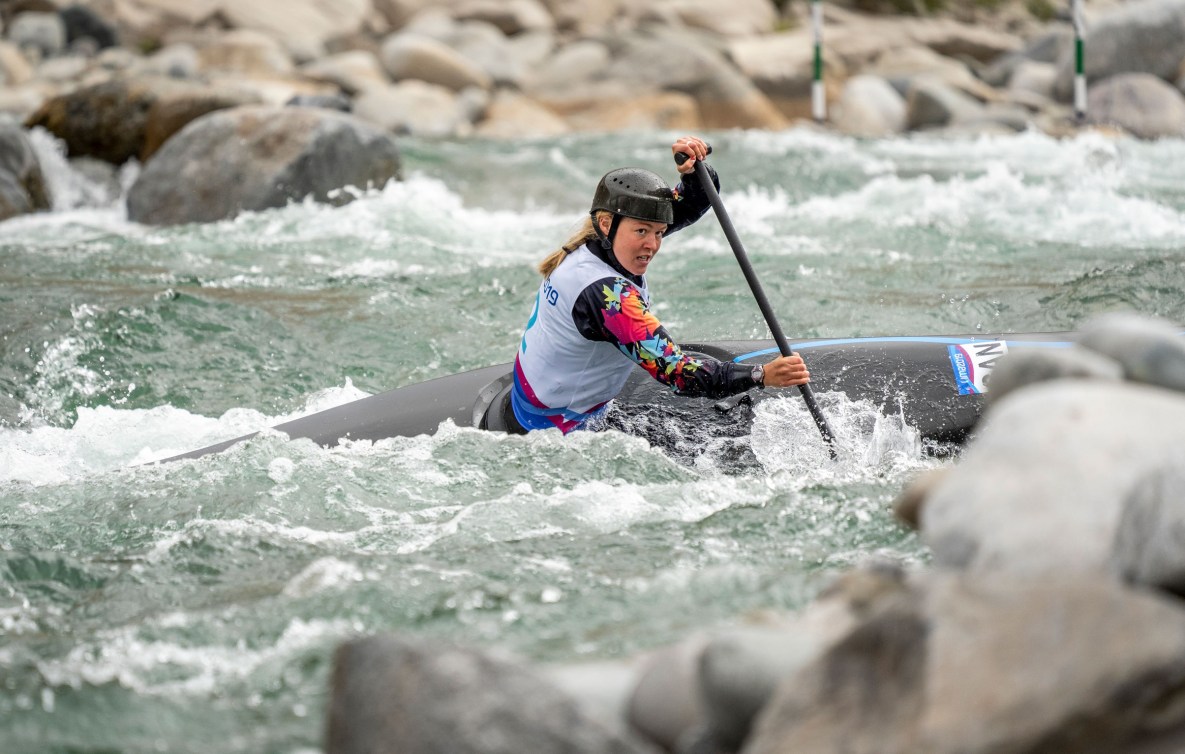 Lois Betteridge of Canada competes in women's canoe slalom.