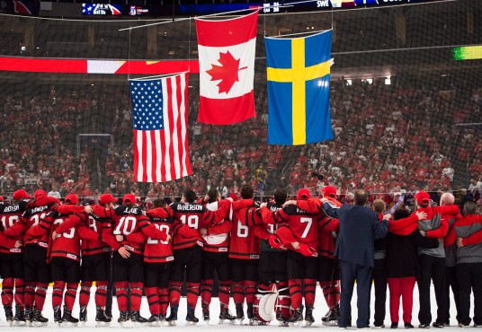 Hockey team celebrating