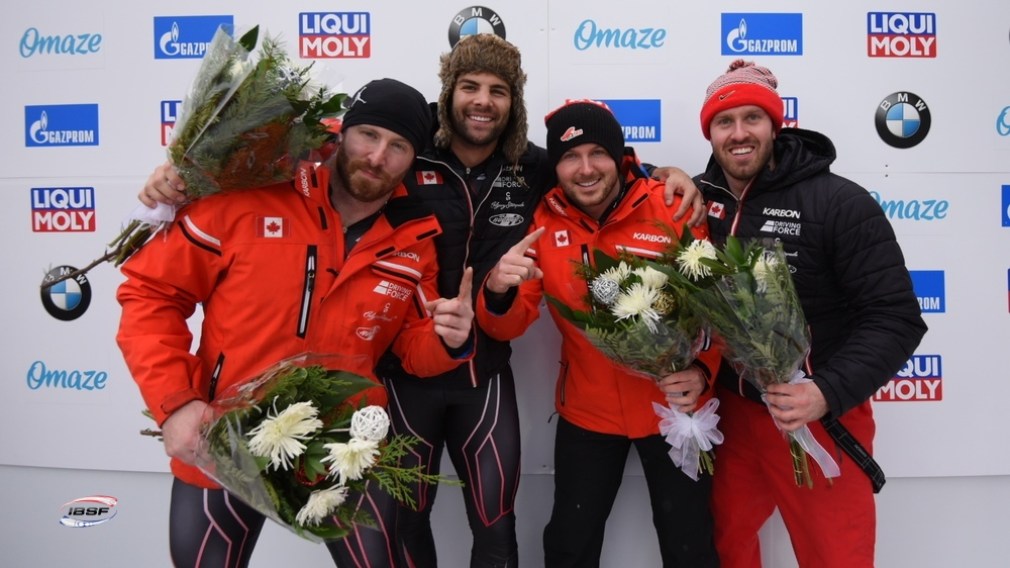 Team Justin Kripps wins second 4-man bobsleigh victory of the weekend at IBSF World Cup in Lake Placid on Sunday December 15th, 2019. (Photo from IBSF)