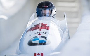 Melissa Lotholz races down the bobsleigh track.