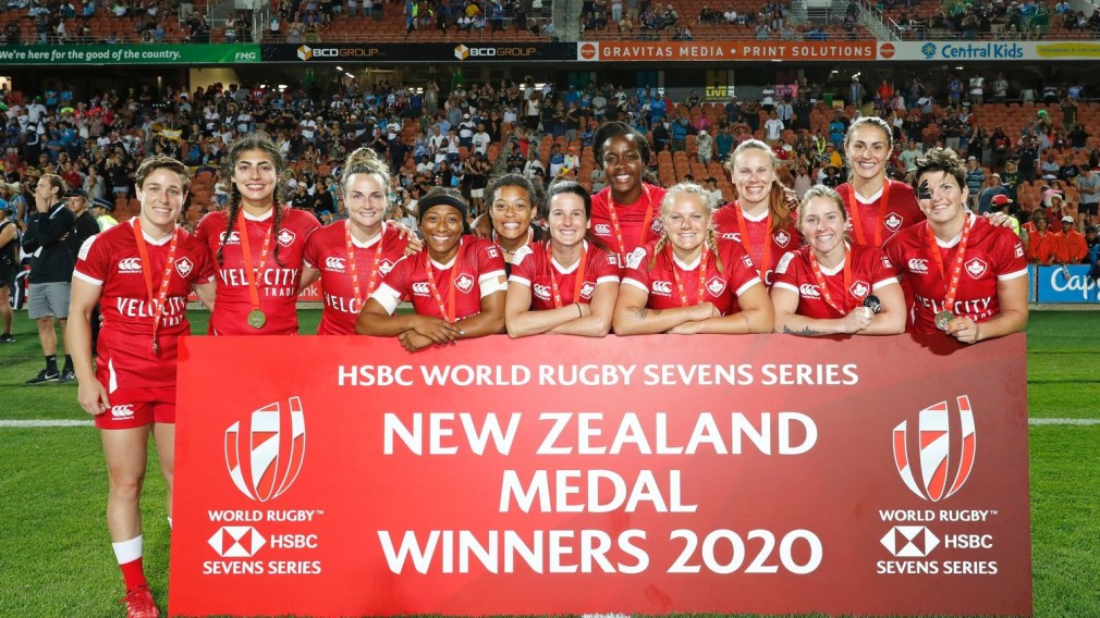 Canada is the silver medal winner on day two of the HSBC New Zealand Sevens 2020 women's competition at FMG Stadium Waikato on 26 January, 2020 in Hamilton, New Zealand.