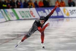 A speed skater competes in the 500m