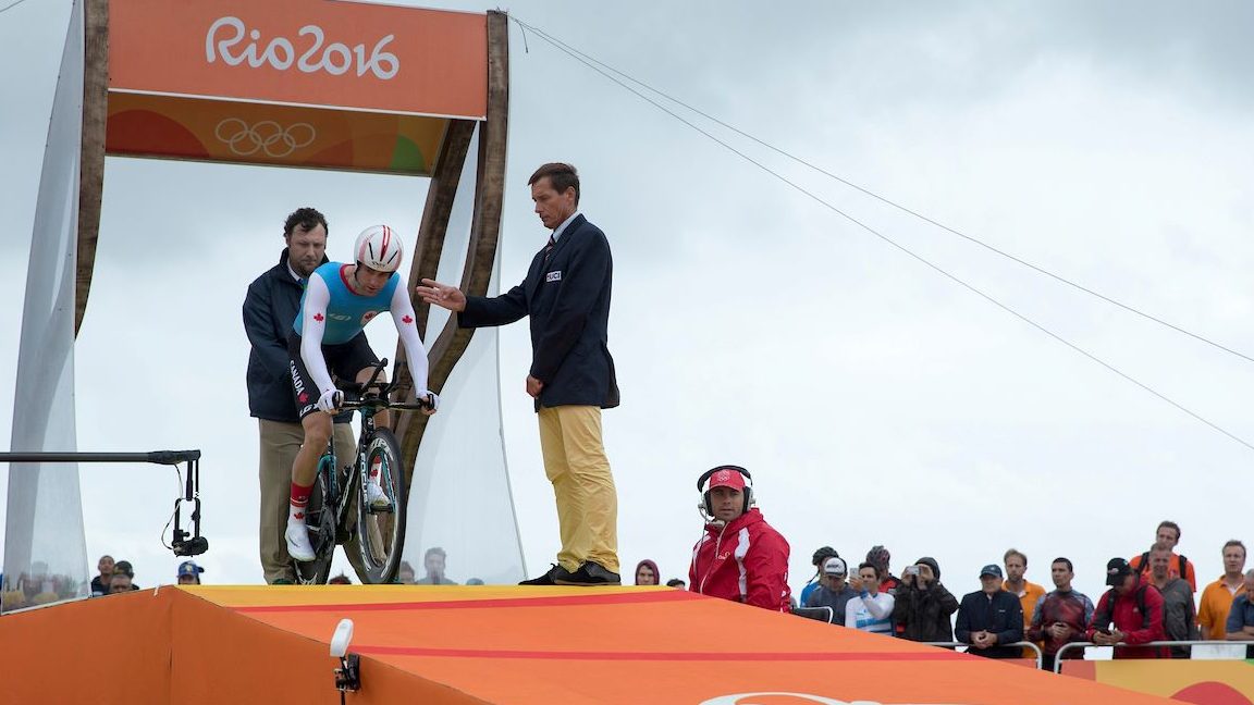 Canada's Hugo Houle competes in cycling time trials during the Olympic games in Rio de Janeiro, Brazil, Wednesday, August 10, 2016.