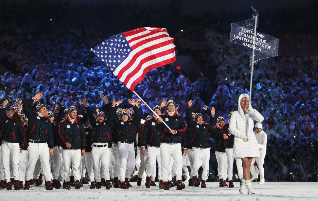 Team USA walking in the stadium at the Vancouver 2010 Opening Ceremony