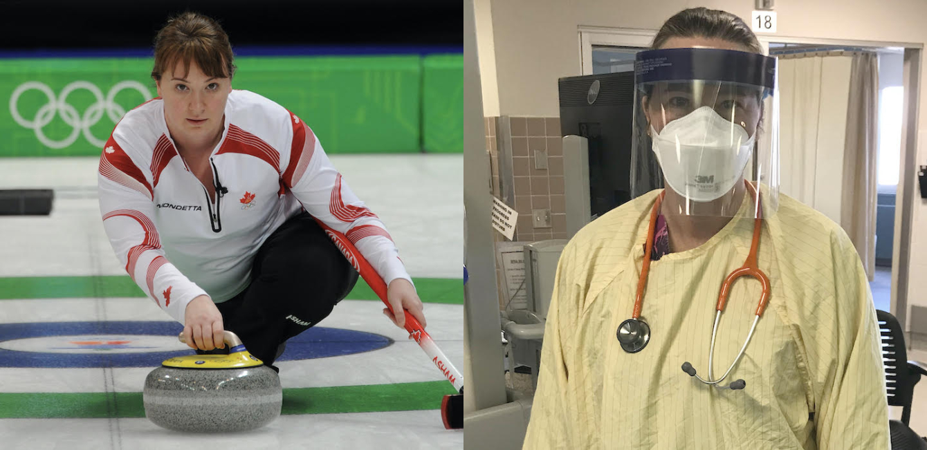 (Left) Susan O'Connor competes at Vancouver 2010. (Right) Her daily life at a Calgary Hospital. 