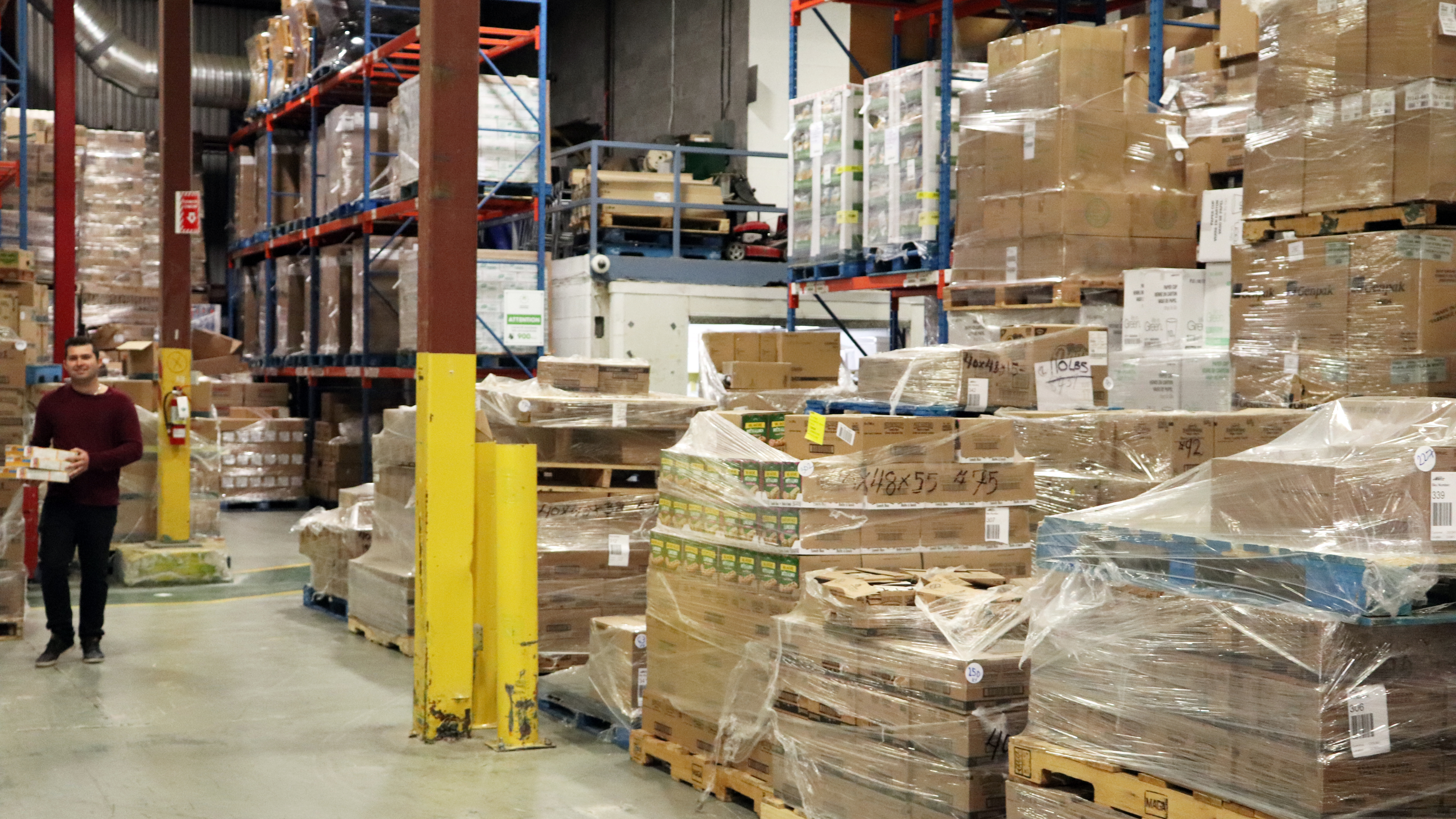 A wide shot of some of the food being donated.