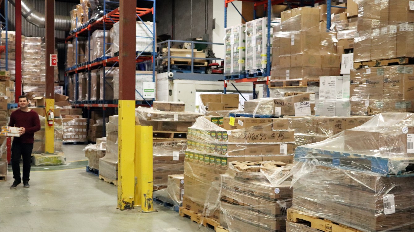 A wide shot of some of the food being donated.