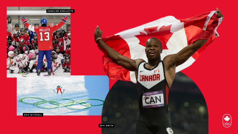 Athletes featured in hockey, ski jumping and athletics collage