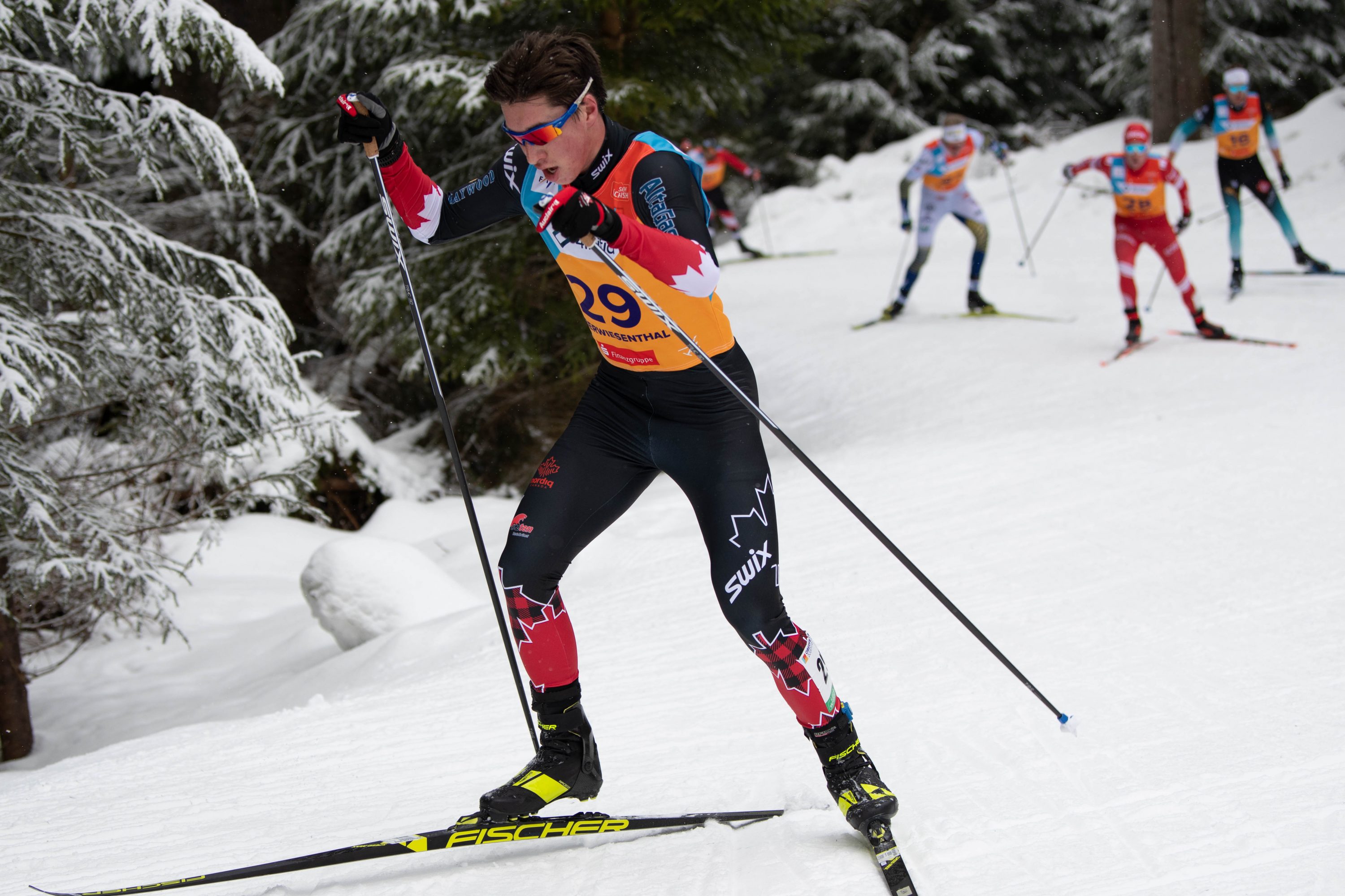 Xavier McKeever competes in cross-country skiing
