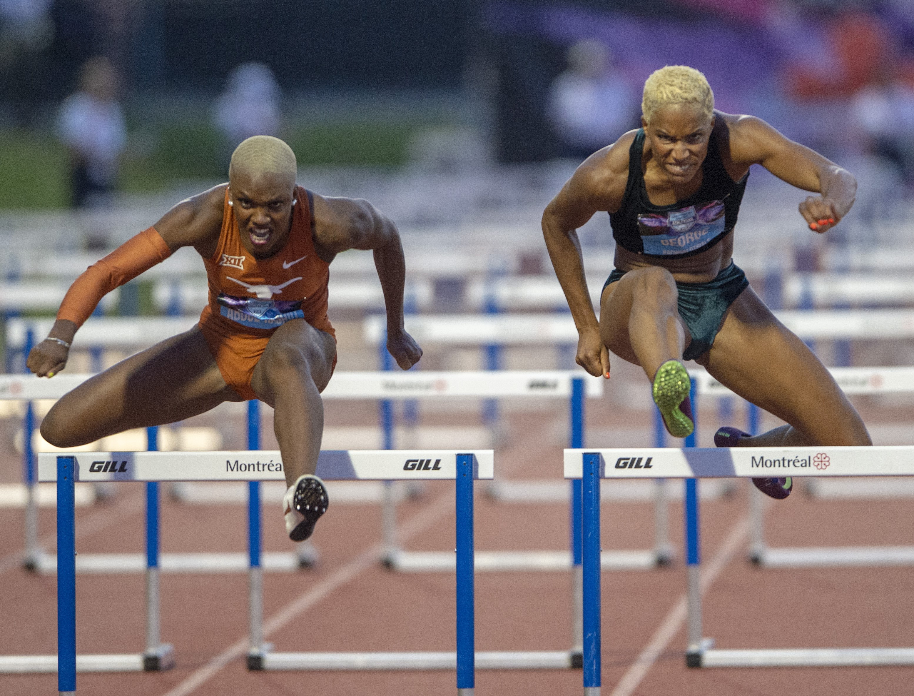 Mariam Abdul Rashid and Phylicia George race over hurdles 