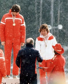 Steve Podborski receives medal at Lake Placid 1980 (photo: COC)