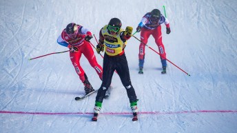 Ski crosses crossing the finish line